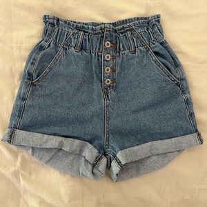 Paper Bag Denim Shorts
